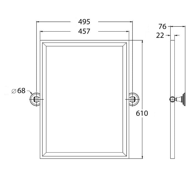 Turner Hastings Mayer Pivot Rectangle Mirror 610mm x 495mm