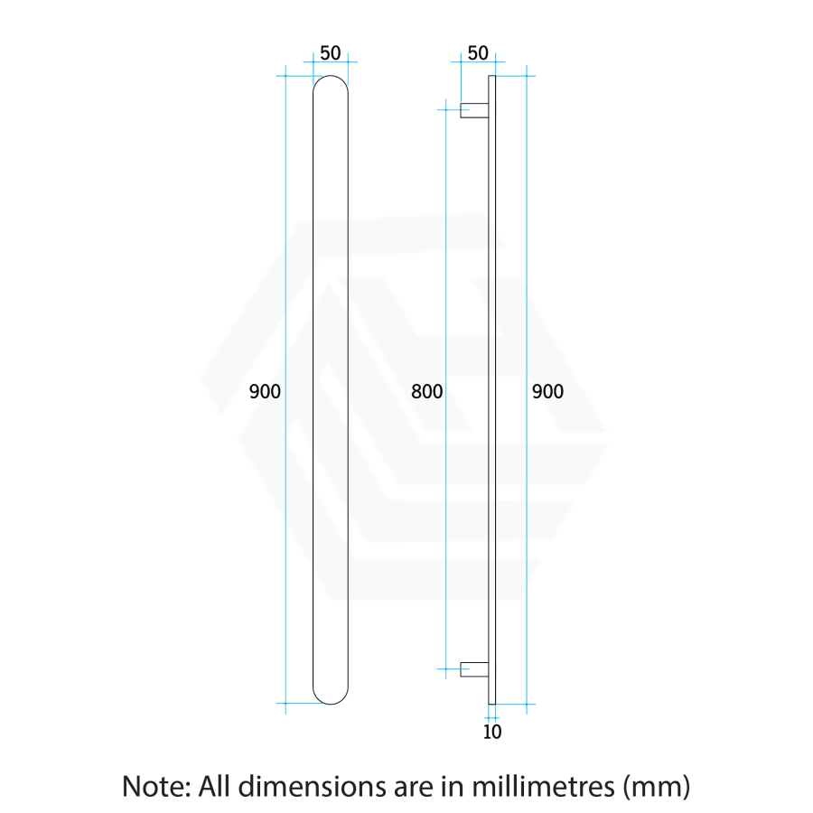 ThermoGroup 12V 900mm Flat Pill Vertical 3 Single Heated Towel Rails Variant Colour Available