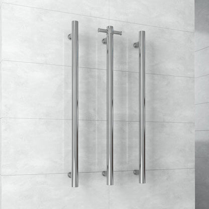 ThermoGroup 12V 900mm Straight Round Vertical 3 Single Heated Towel Rails Variant Colour Available