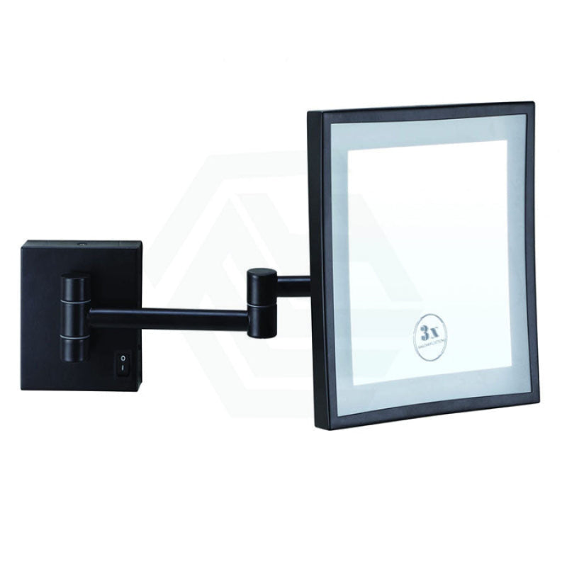 Thermogroup 200mm Hardwired LED Makeup Mirror Dual Arm Extend 3x Magnifier Chrome/Matt Black