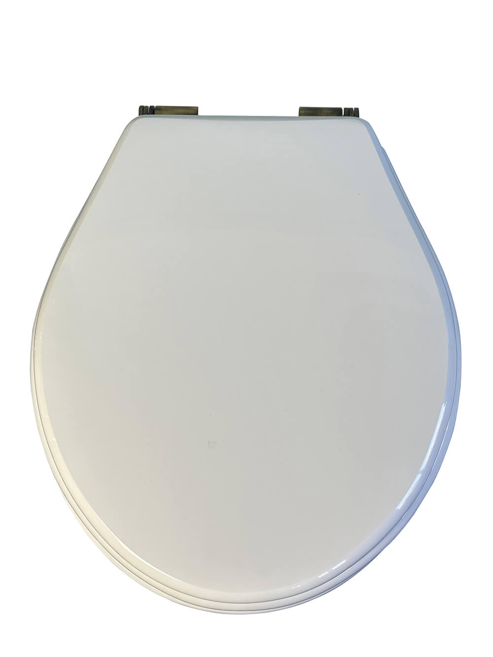 Claremont White Soft Close Toilet Seat - Antique Brass Hinges