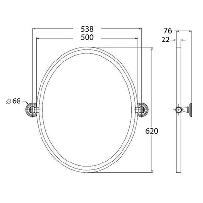 Turner Hastings Mayer Pivot Oval Mirror 620mm x 538mm
