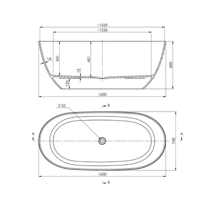 Turner Hastings Narva 160 x 74 MagnaCast Free Standing Bath