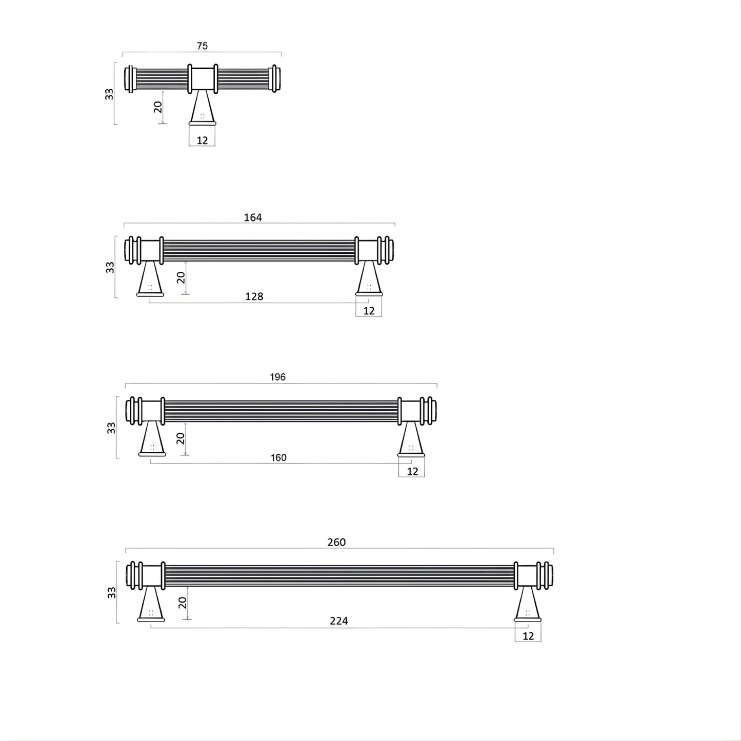 Turner Hastings Verona 224mm Pull Handle
