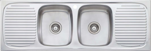 Oliveri Ultraform Double Bowl Inset Sink With Double Drainer UF13D