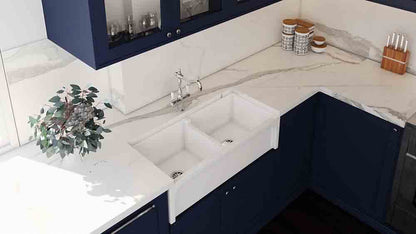Patri 100 x 47 Fine Fireclay Double Bowl Farmhouse Butler Sink