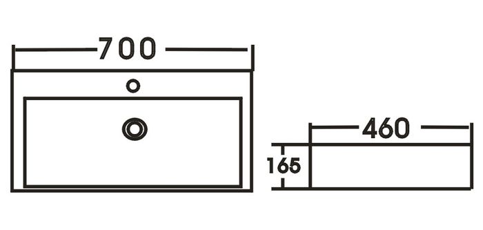 Inspire Wall Hung Square Basin  700x460