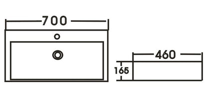 Inspire Wall Hung Square Basin  700x460