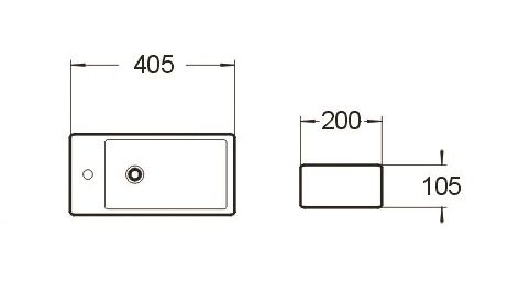 Inspire Compact  Wall Hung  Basin R/H 200x405