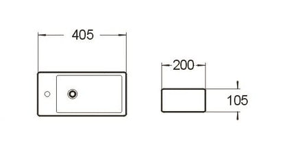 Inspire Compact  Wall Hung  Basin R/H 200x405